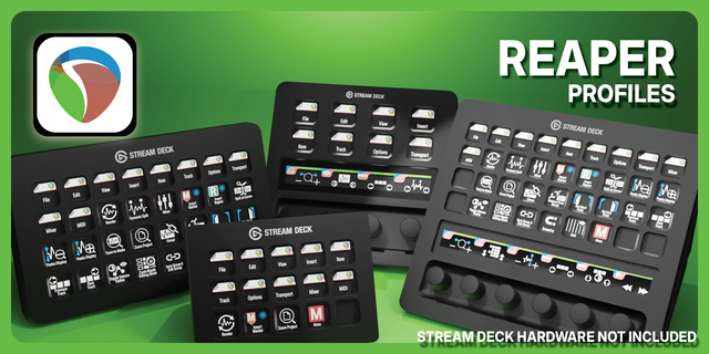 Reaper Profiles for Stream Deck product card with layered key layouts